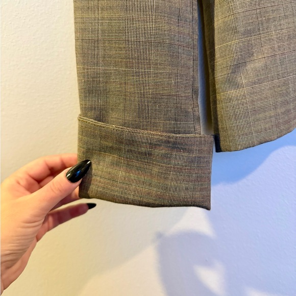 Vintage Y2K Aura Plaid Blazer Made in USA Ruched Tailored Jacket Size 4 - Picture 6 of 10